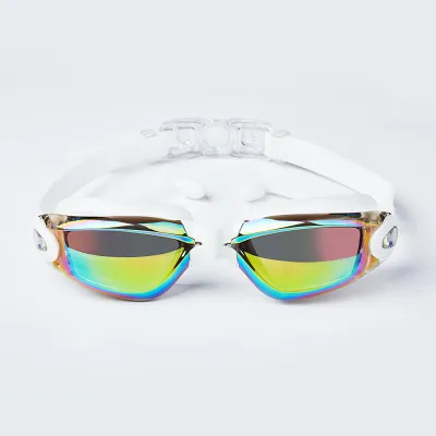 Electroplated Waterproof Anti-fog Flat Swimming Goggles With Earplugs