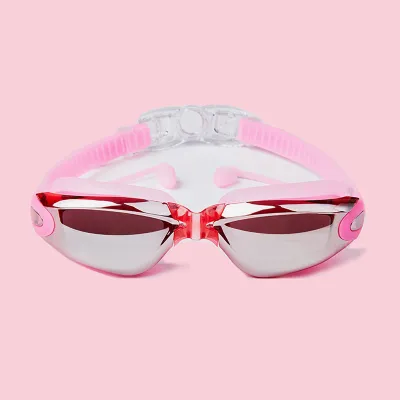Electroplated Waterproof Anti-fog Flat Swimming Goggles With Earplugs