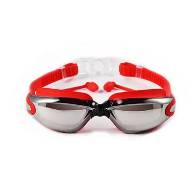 Electroplated Waterproof Anti-fog Flat Swimming Goggles With Earplugs