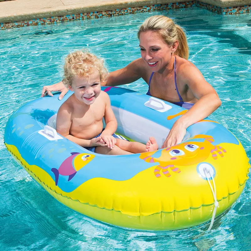 Children Cartoon Inflatable Kayak With Handrails For Beach Fun