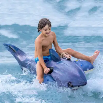 Children Shark Shape Ride In Swimming Ring