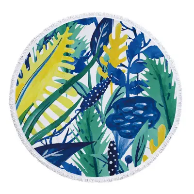 Tropical Plant Printed Round Beach Towel for Women