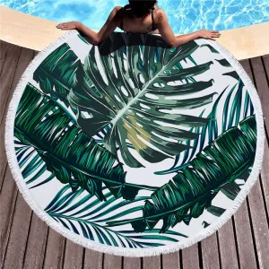 Tropical Plant Printed Round Beach Towel for Women