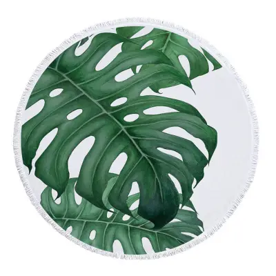 Tropical Plant Printed Round Beach Towel for Women