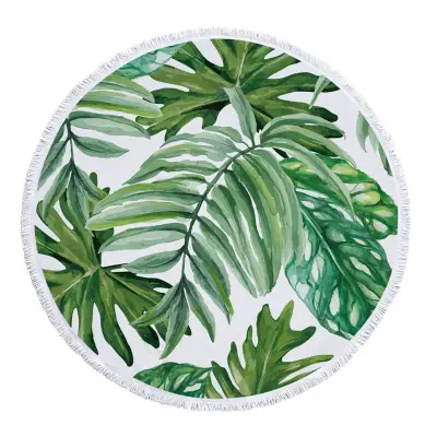 Tropical Plant Printed Round Beach Towel for Women