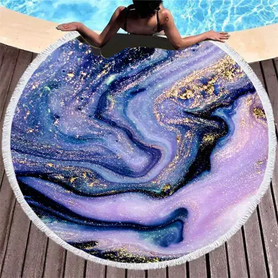 Marble Print Round Beach Towel for Women