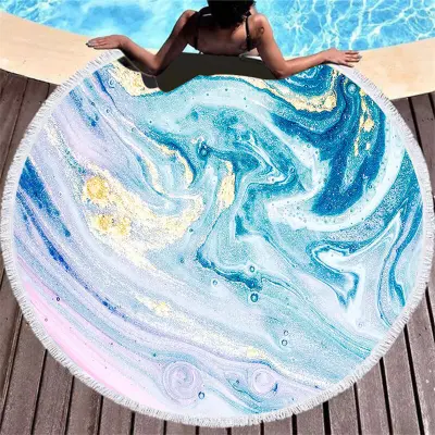 Marble Print Round Beach Towel for Women