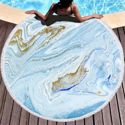 Marble Print Round Beach Towel for Women