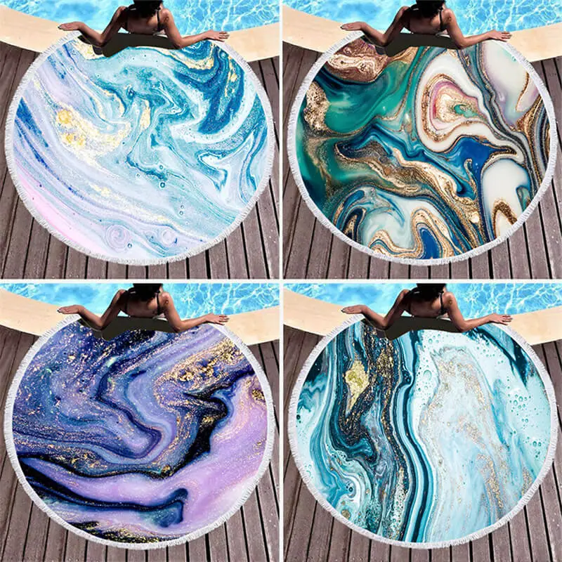 Marble Print Round Beach Towel for Women
