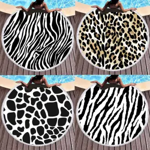 Animal Pattern Round Beach Towel Superfine Fiber Quick Dry