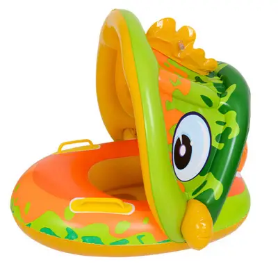 Baby Cartoon Shape Inflatable Swimming Ring With Awning