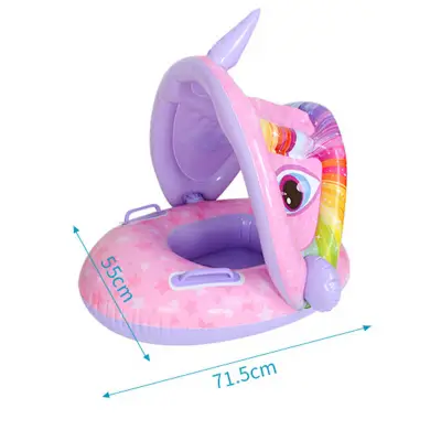 Baby Cartoon Shape Inflatable Swimming Ring With Awning