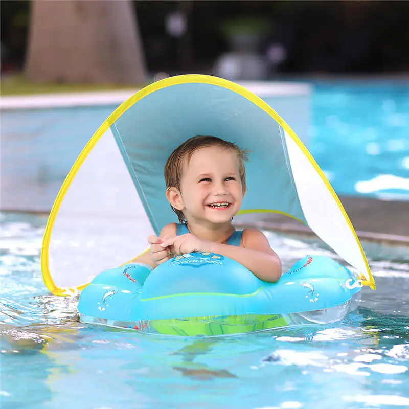 Baby Inflatable Swimming Ring With Awning Sizes S L XL