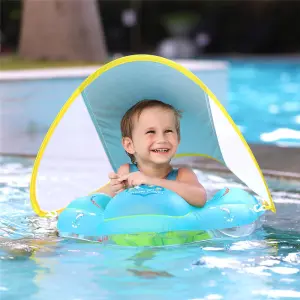 Baby Inflatable Swimming Ring With Awning Sizes S L XL