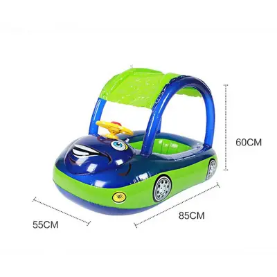 Baby Cartoon Car Shape Inflatable Swimming Ring With Awning
