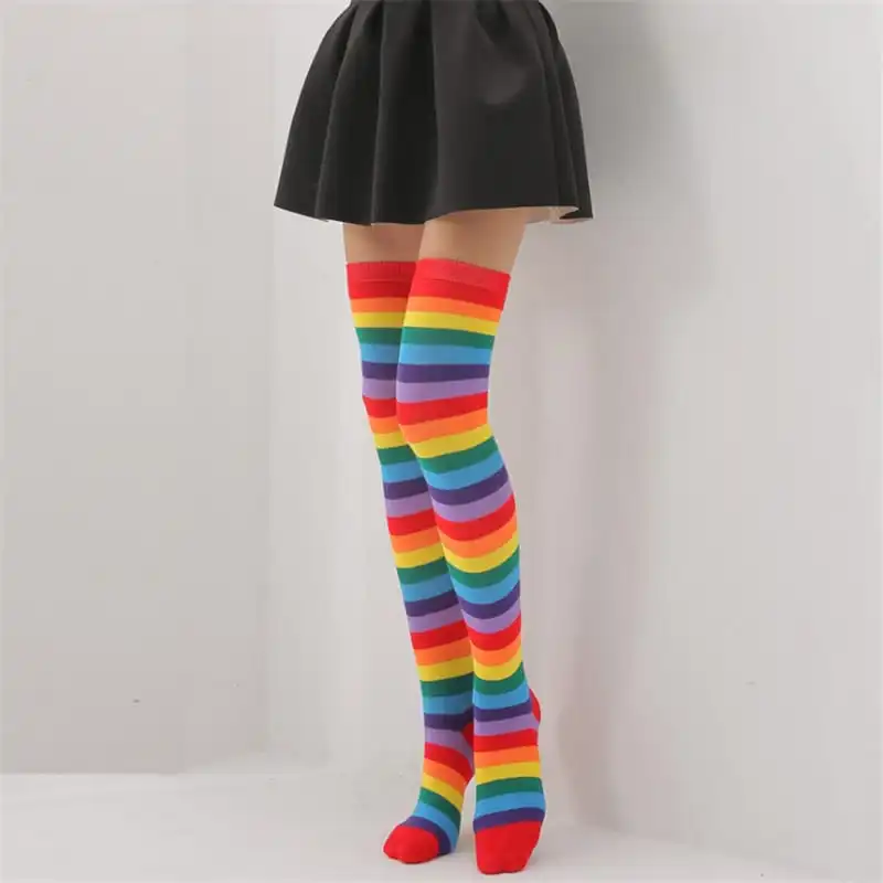 Women Stripe Printing Over Knee Socks