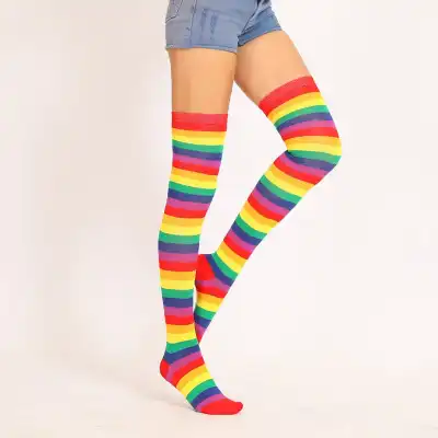 Women Stripe Printing Over Knee Socks