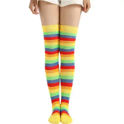 Women Stripe Printing Over Knee Socks