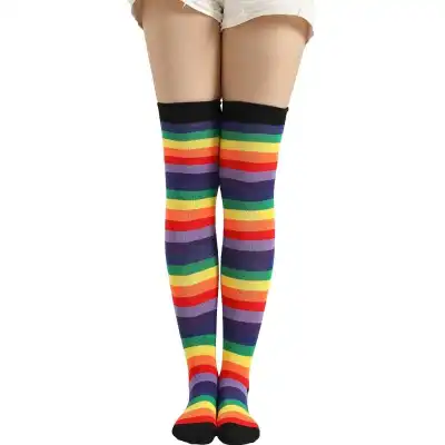 Women Stripe Printing Over Knee Socks