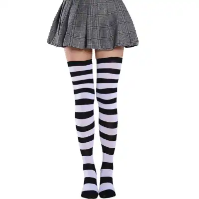 Women Stripe Printing Over Knee Socks