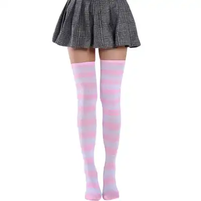 Women Stripe Printing Over Knee Socks