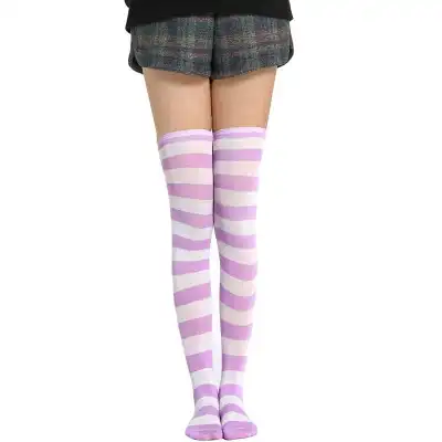 Women Stripe Printing Over Knee Socks