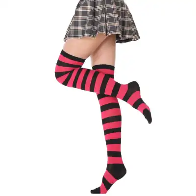 Women Stripe Printing Over Knee Socks