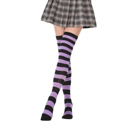 Women Stripe Printing Over Knee Socks