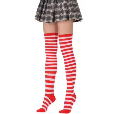 Women Stripe Printing Over Knee Socks