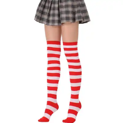 Women Stripe Printing Over Knee Socks
