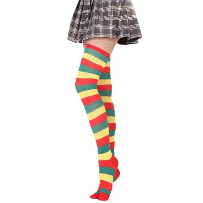 Women Stripe Printing Over Knee Socks