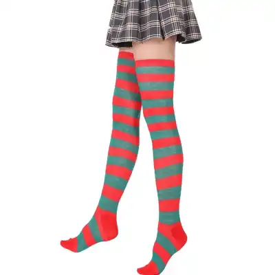 Women Stripe Printing Over Knee Socks