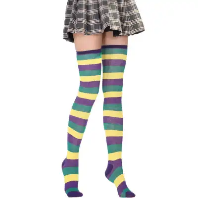 Women Stripe Printing Over Knee Socks