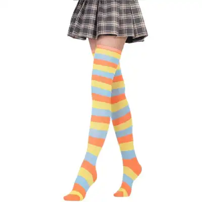 Women Stripe Printing Over Knee Socks