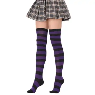 Women Stripe Printing Over Knee Socks