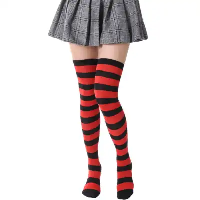 Women Stripe Printing Over Knee Socks