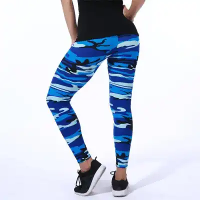 Women Camouflage Printing High Waist Cropped Leggings Milk Fiber
