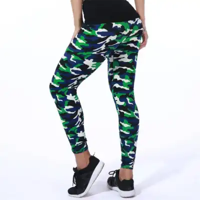 Women Camouflage Printing High Waist Cropped Leggings Milk Fiber
