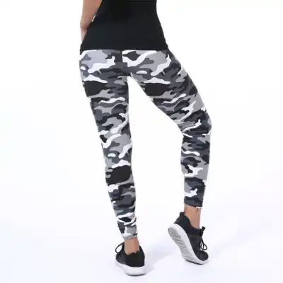 Women Camouflage Printing High Waist Cropped Leggings Milk Fiber