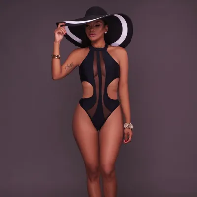 S-XL Women One-Piece Sexy Backless Cut-out Swimwear Milk Fiber