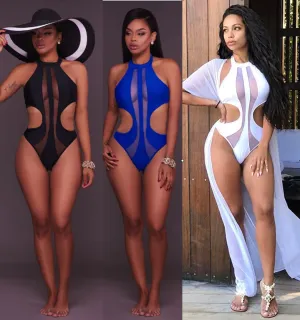 S-XL Women One-Piece Sexy Backless Cut-out Swimwear Milk Fiber