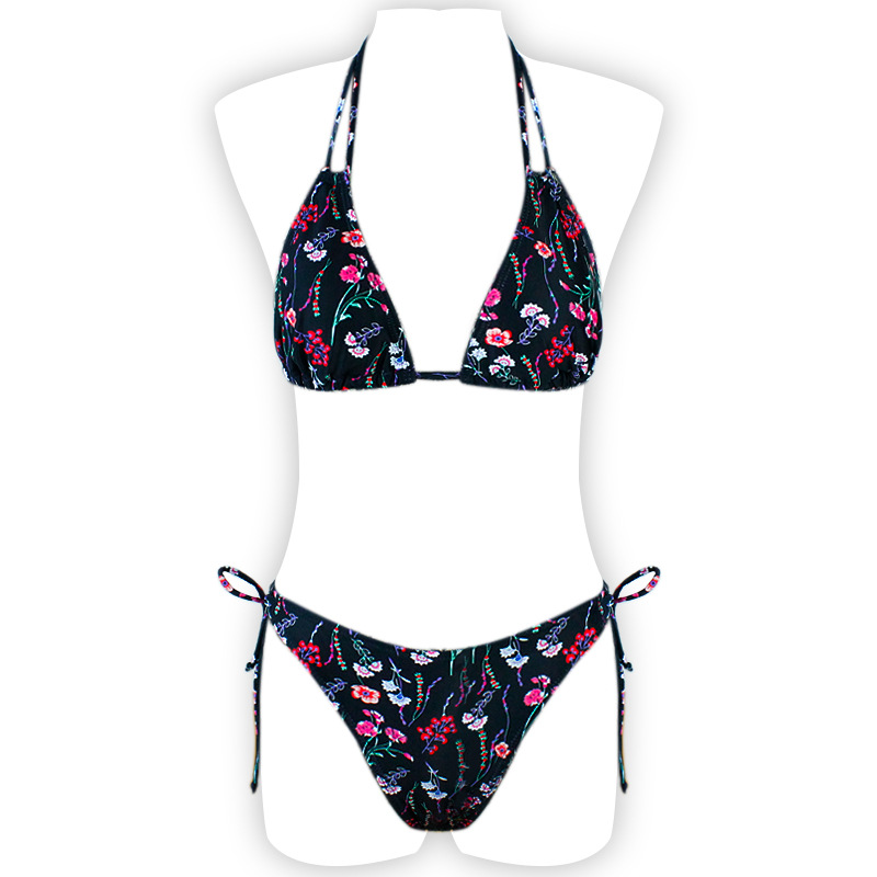 Wholesale S-L Women Sexy Halter Neck Flower Printed Bikini Set