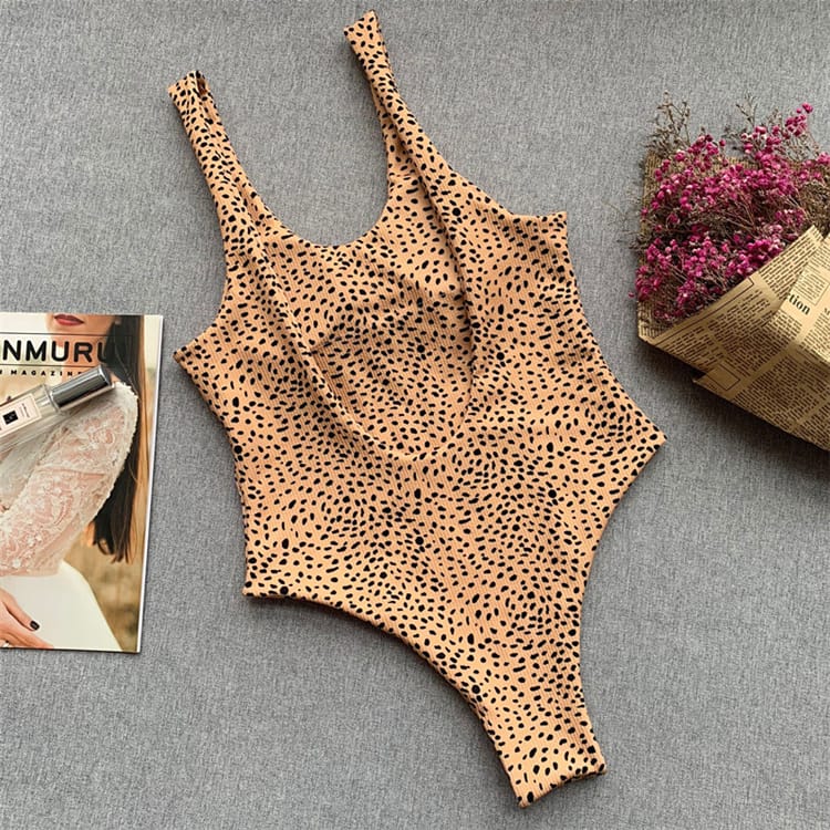 Wholesale S-L Women Fashion Leopard Print Backless Swimsuit