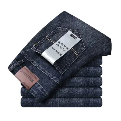 XXS-4XL Men Classic Straight Cotton Jeans Mid Waist Light-weight