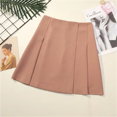 XS-XXL Women High Waisted Plain Irregular Hem A-Line Skirt