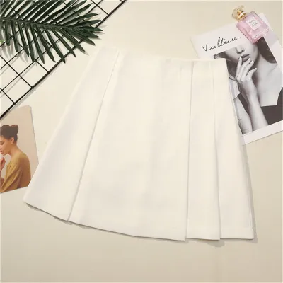 XS-XXL Women High Waisted Plain Irregular Hem A-Line Skirt