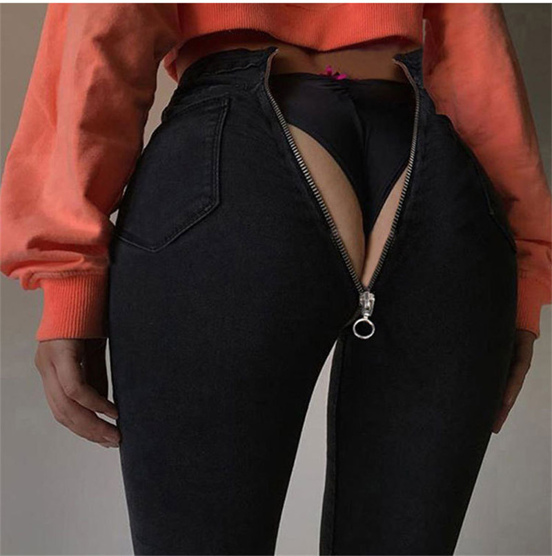 Wholesale Women Sexy High Waist Back Zipper Slim Skinny Jeans
