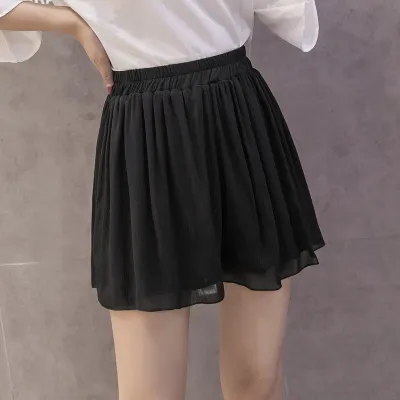 S-XXXL Women Casual Loose Floral Print Chiffon Culottes Shorts