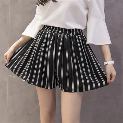 S-XXXL Women Casual Loose Floral Print Chiffon Culottes Shorts