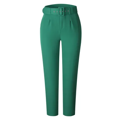 S-3XL Women Casual High Waist Solid Color Cotton Blend Pants